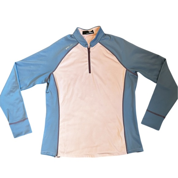 Ralph Lauren RLX Golf Power Stretch Long Sleeve Top, Pink Sand/Channel Blue - Picture 6 of 11